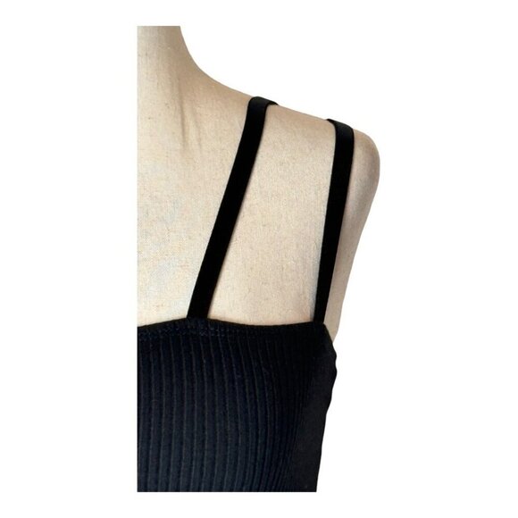 The Range Shirt Women XS Black Ribbed Knit Double Strap‎ Cropped Alloy Tank Top - Picture 6 of 10